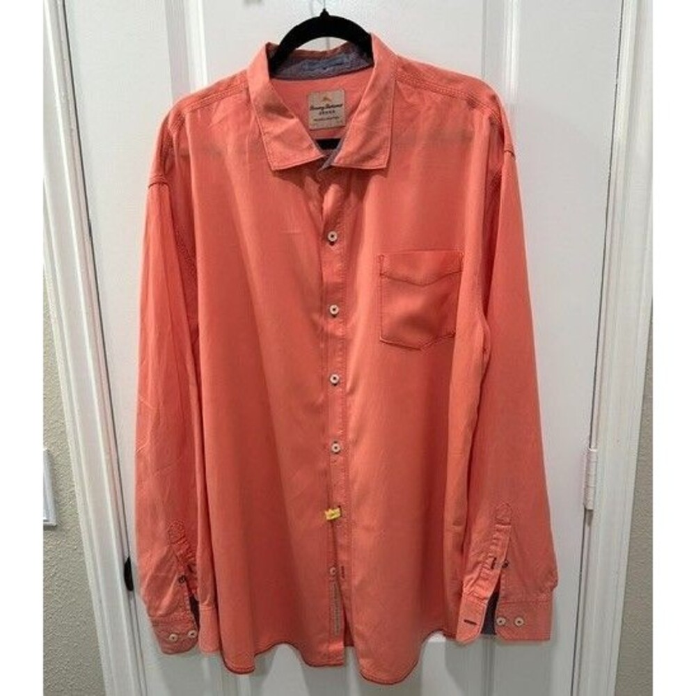 Tommy Bahama Jeans Island Crafted Men's Button Up Coral Long Sleeve Shirt XXL